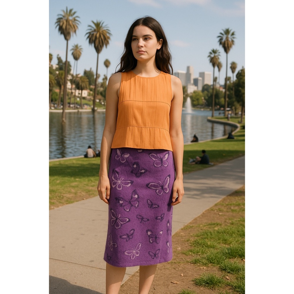House of Sunny "Butterfly" Knit Skirt – Purple Fuzzy EcoVero / NWT Size S - Picture 1 of 6